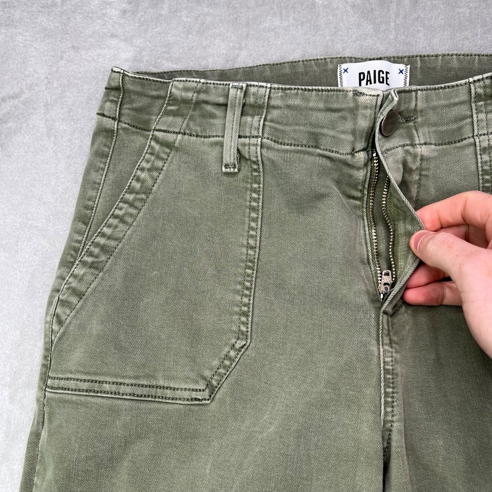 Paige Mayslie Joggers Womens 29 Vintage Ivy Green Cropped Jogger Pants Denim - Picture 6 of 14